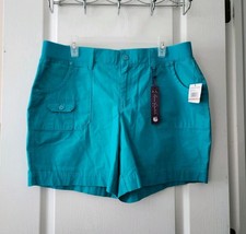 Gloria Vanderbilt Womens Chino Shorts Cargo Pockets Cotton Caribbean Green Sz 12