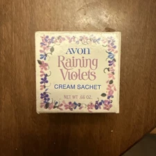 Vintage Avon Raining Violets Cream Sachet .66 OZ