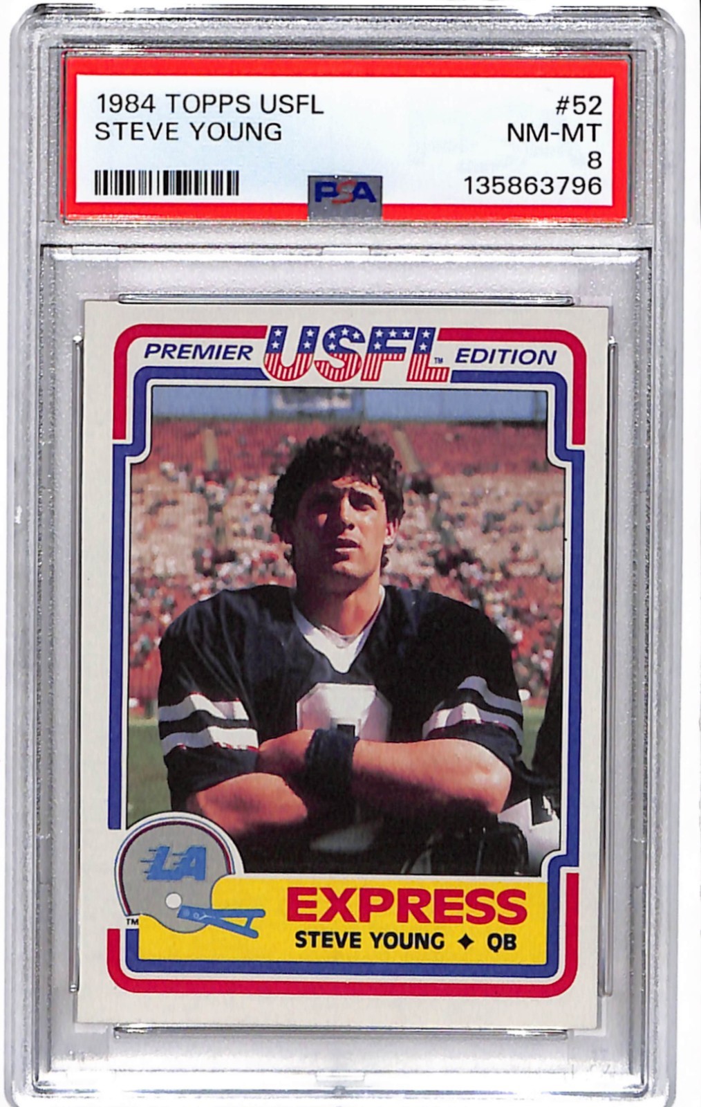 1984 Topps USFL - Steve Young #52 (RC) PSA 8