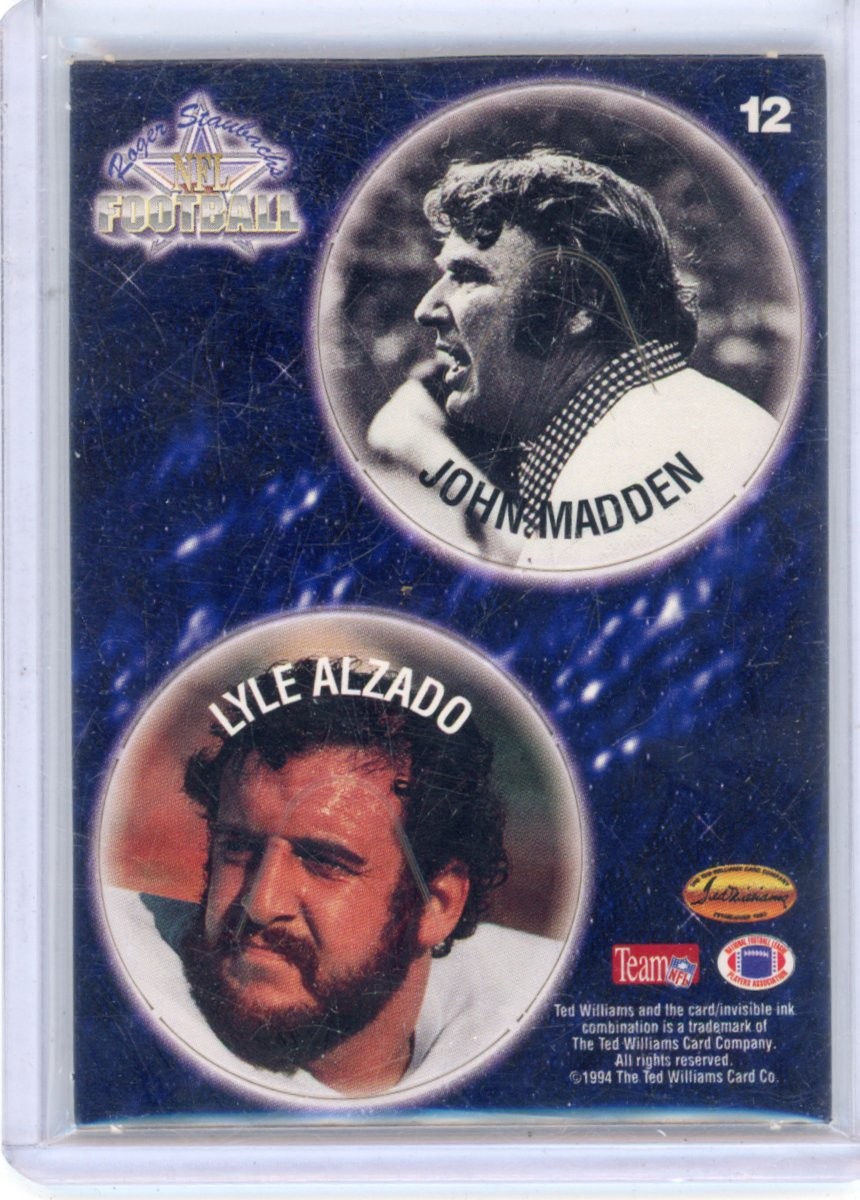 1994 Ted Williams Roger Staubach's NFL John Madden / Lyle Alzado POG Cards