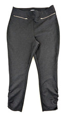 Express sz L Ponte Knit Pants darker gray elastic waist pull on no pockets 4581