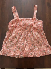 LOFT summer tank blouse shirt floral and birds beautiful light and flowy