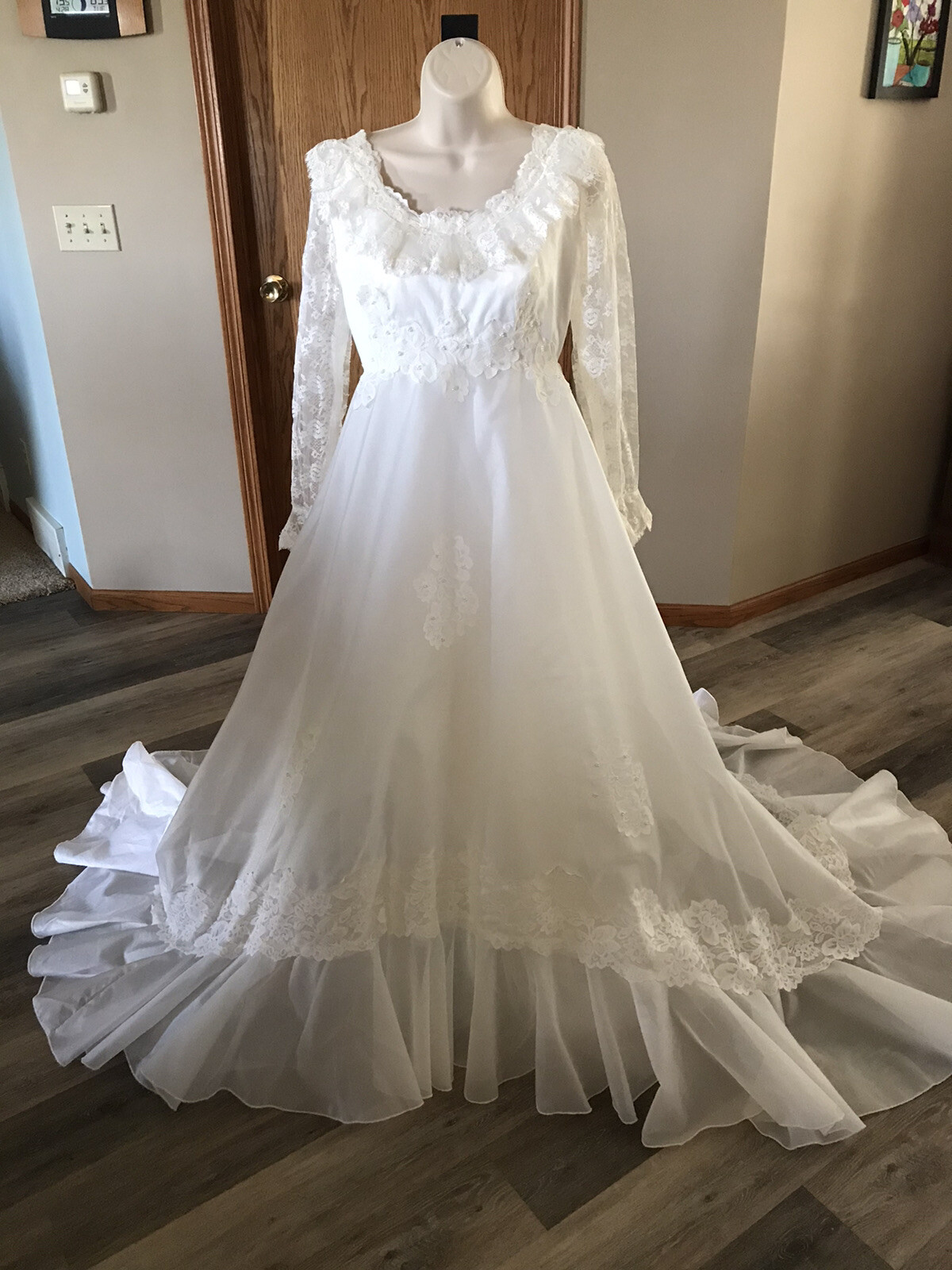 empire waist wedding dress with long sleeves