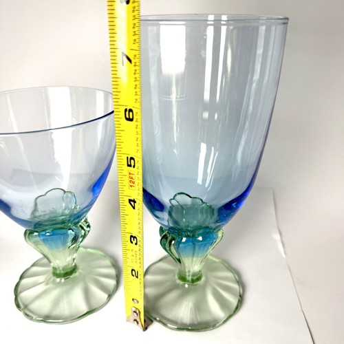 Bormioli Rocco Bahia Ice Tea Glass Blue Green Goblet Water Wine Ice Tea Set Of 2 - Picture 8 of 10
