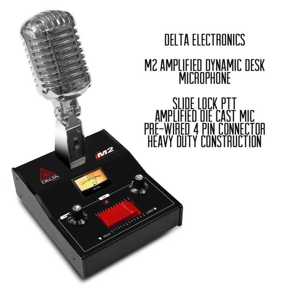 CHROME 6 pin RANGER DELTA M2 AMPLIFIED POWER BASE MICROPHONE RADIO CB ...