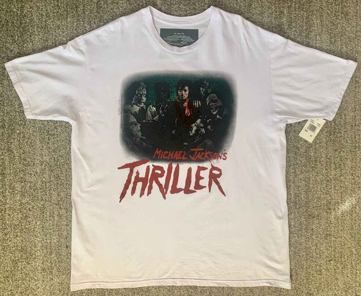 New NWT Michael Jackson Thriller Mens XL Shirt 80s White Red Retro