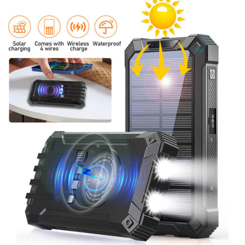 36000mAh Super Solar Power Bank Portable External Battery Wireless Fast Charging - Picture 2 of 33
