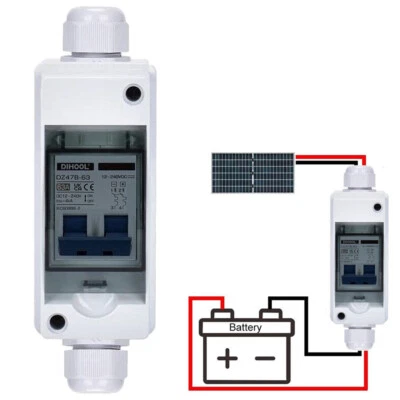Solar Battery PV Switch DC 63 Amp 12V - 240V & Waterproof Enclosure UK