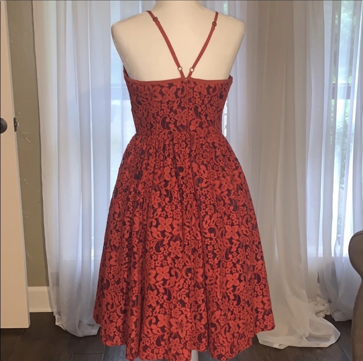 Red Lace Dress by Tracy Reese Floral Dress Size 0 adjustable Straps | eBay Red Lace Dress by Tracy Reese Floral Dress Size 0 adjustable Straps | eBay