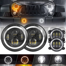 7led Black Headlights 4 Fog Light Hilo Lamp For Jeep Wrangler Jk 7led Black Headlights 4 Fog Light Hilo Lamp For Jeep Wrangler Jk