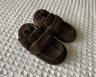ROBEEZ Tredz Brown Suede Penny Loafers Baby Shoes Booties 12 16 Months 