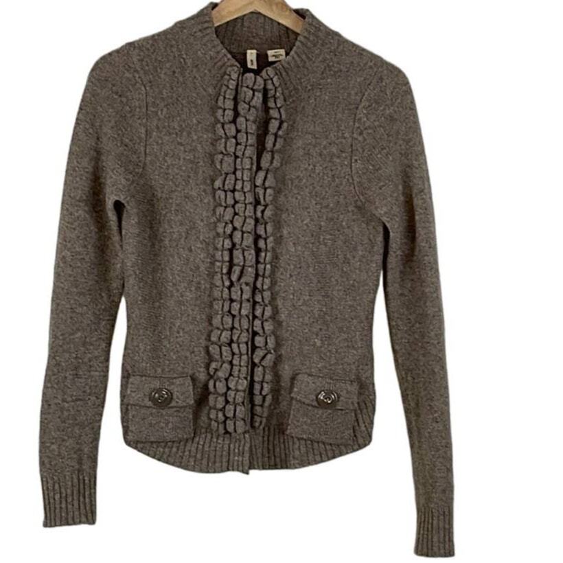 MOTH ANTHROPOLOGIE BROWN WOOL BLEND SNAP BUTTONS CARDIGAN SIZE XS/TP vintage
