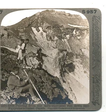 Into Fujiyama Crater Lava Encrusted Rim Japan Underwood Stereoview c1900
