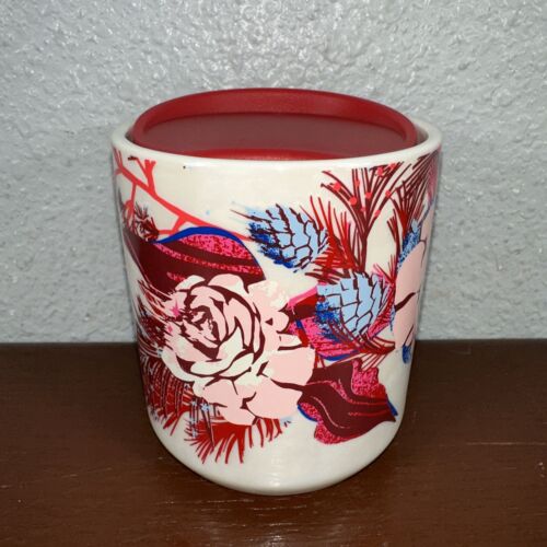 Starbucks Coffee Ceramic Tumbler Lid Red Pink Roses Flowers Holiday 2023