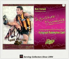2001 ESP AFL Heroes Signature Moments Signature Redemption Card SM5 Nick Holland