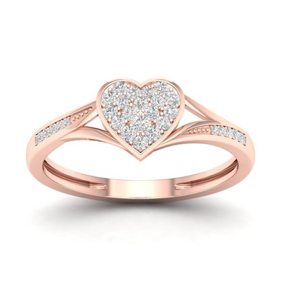 10k Rose Gold Triple Heart Infinity Diamond Ring - Size 4.25, 10 Natural Diamonds