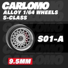 1:64 Carlomo Wheels S01 A Silver Rims Rubber Tires with  Brake Pads Disk Tuning