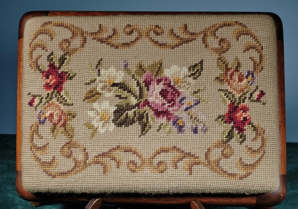 Vintage Antik Fußhocker Schemel Fußbank - Bild 2 von 3