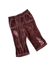 Vintage Girls 18mos Winnie The Pooh Tag Brown Cotton Pants Embroidered Flowers