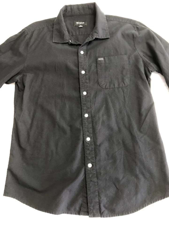 Camisa Brixton Para Hombre Mediana Negra Manga Larga Botones Bolsillo en el Pecho Sólida Informal Foto 2 de 4