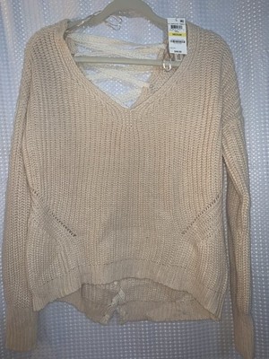 American Rag Cie Bisque Medium Sweater Tie Up Back