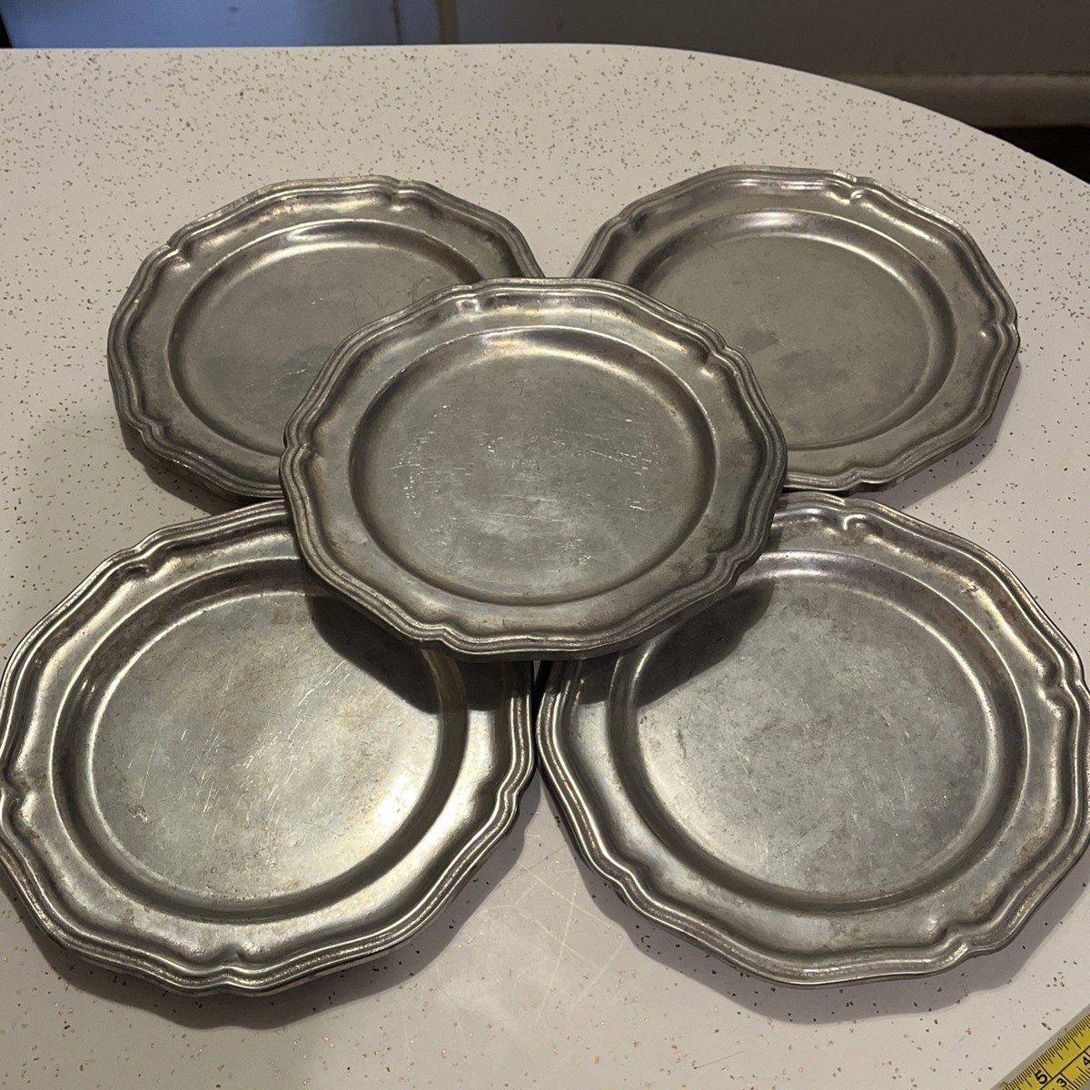 Set Of 5 RWP Wilton Armetale Pewter Queen Anne 7” Dinner Plate