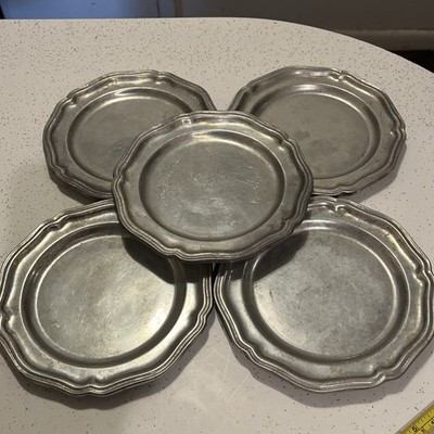 Set Of 5 RWP Wilton Armetale Pewter Queen Anne 7” Dinner Plate