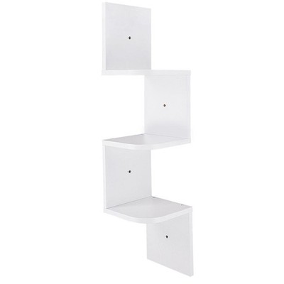 Yescom 3-Tier Zig Zag Floating Corner Wall Shelf Wooden Display White