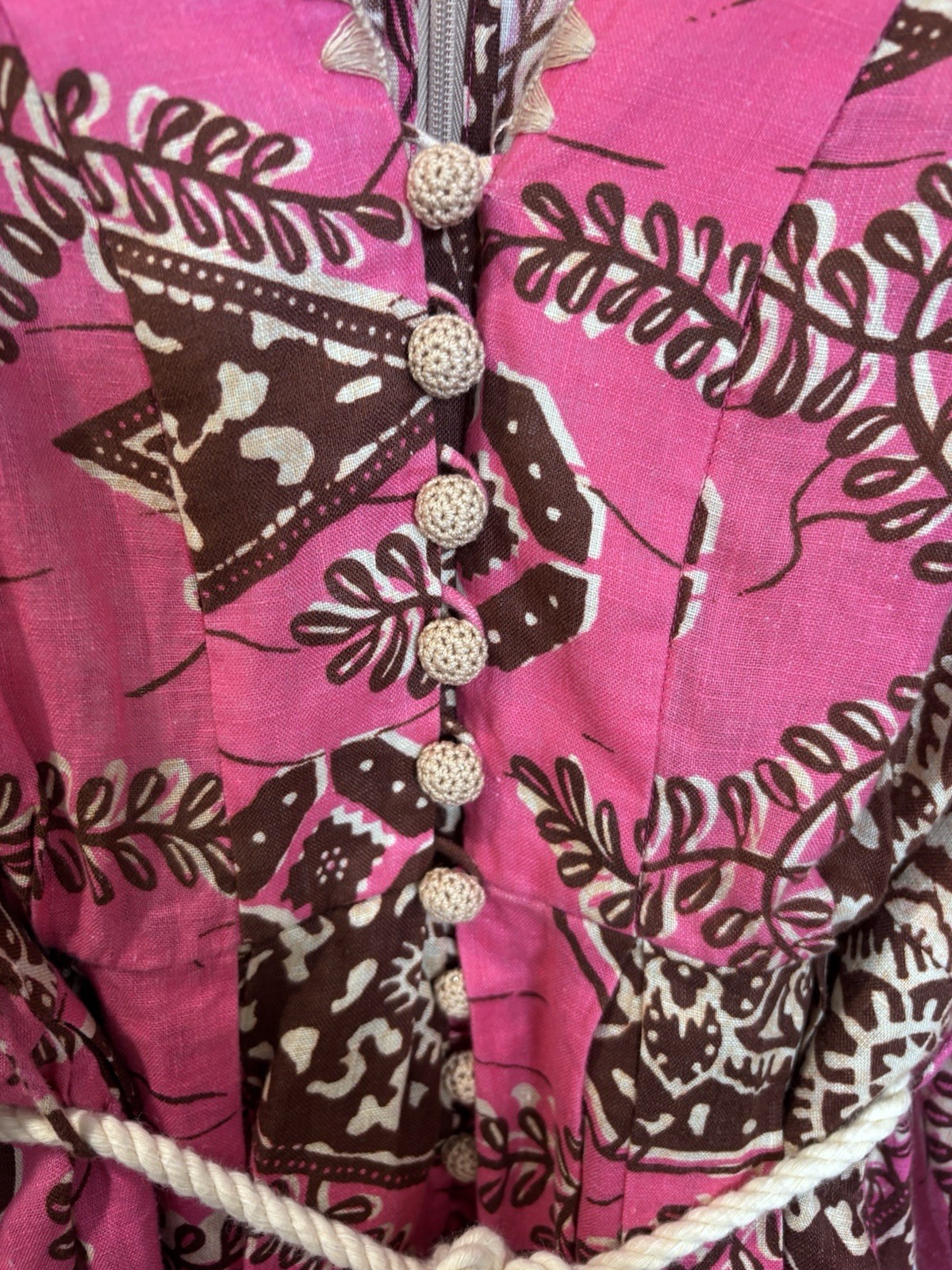 Zimmermann Lulu Plunge Mini Dress Size 3 AU14 Pink Print Rope Belt RRP $595 image 4