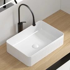 Vessel Sink Rectangular Above Counter Porcelain Ceramic Bathroom Vanity Sink