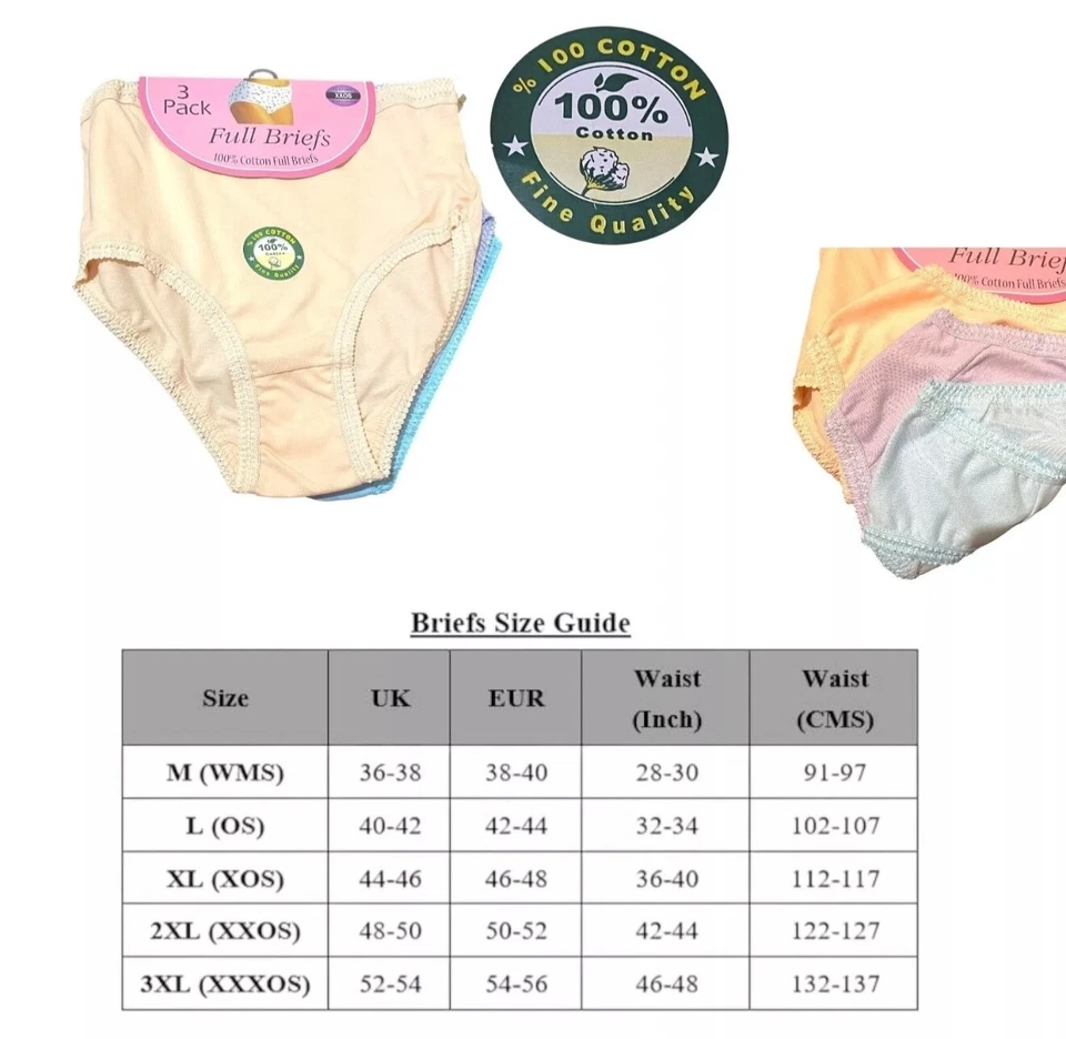 Paquete de 12 calzoncillos maxi para damas 100 % algodón calce cómodo completo ropa interior talla 10-26 Foto 2 de 4