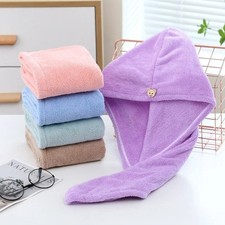 Quick Dry Hair Towel Drying Turban Bath Towel Head Wrap Fast Hat Spa Cap AU