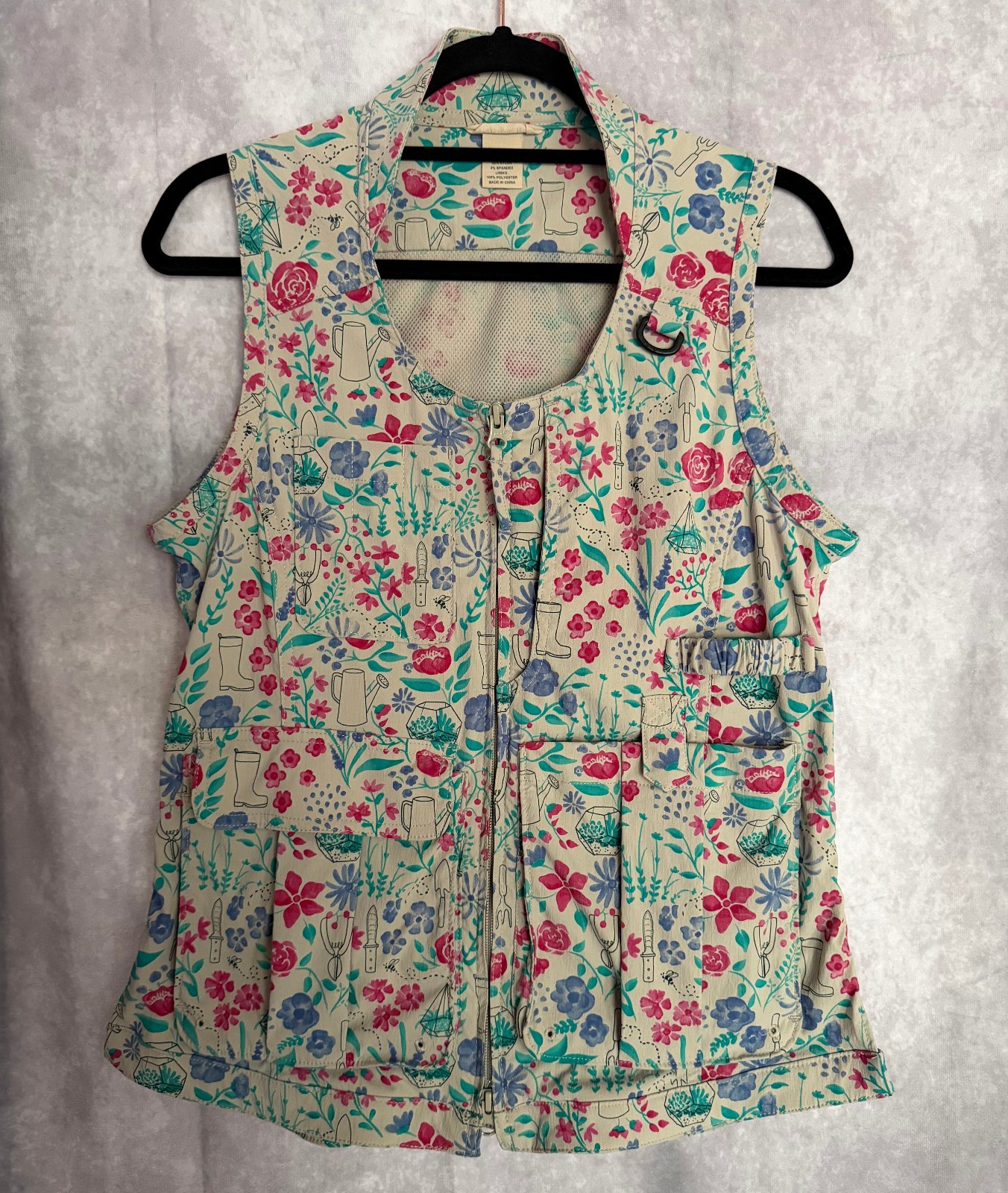 Duluth Trading Co Women’s XS Garden-Tool Print Utility Vest Nylon Zip Pockets