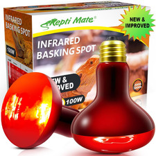 2 Pack Infrared Heat Lamp, 100W Reptile Heat Emitter Infrared Basking Spot Light