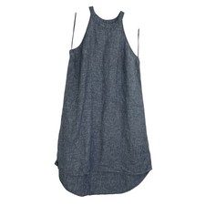 Tahari 100% Linen Chambray Halter Summer Dress Women's Size Medium Preppy