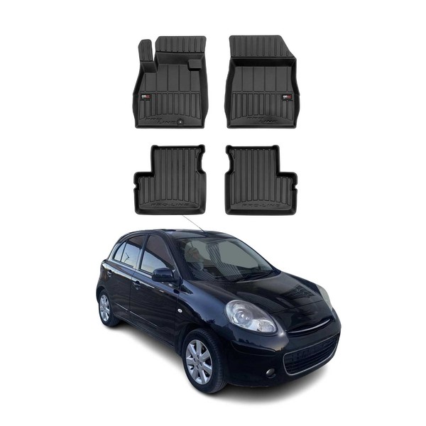 Omac Gummi FußMatten FüR Nissan Micra K13 2010-2016 Premium Gummi Schwarz 4Tlg-image
