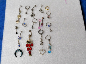 (over 44 pcs} 22 Body Piercing Jewelry lot  PLUS OVER  22  others ? see all pic