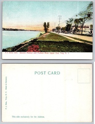 Troy NY Hudson River Second Avenue Upper End Vintage Postcard German Print