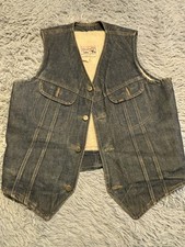 Vintage Lee Storm Rider Vest Mens Large Sherpa Lined Denim Western Cowboy 70s