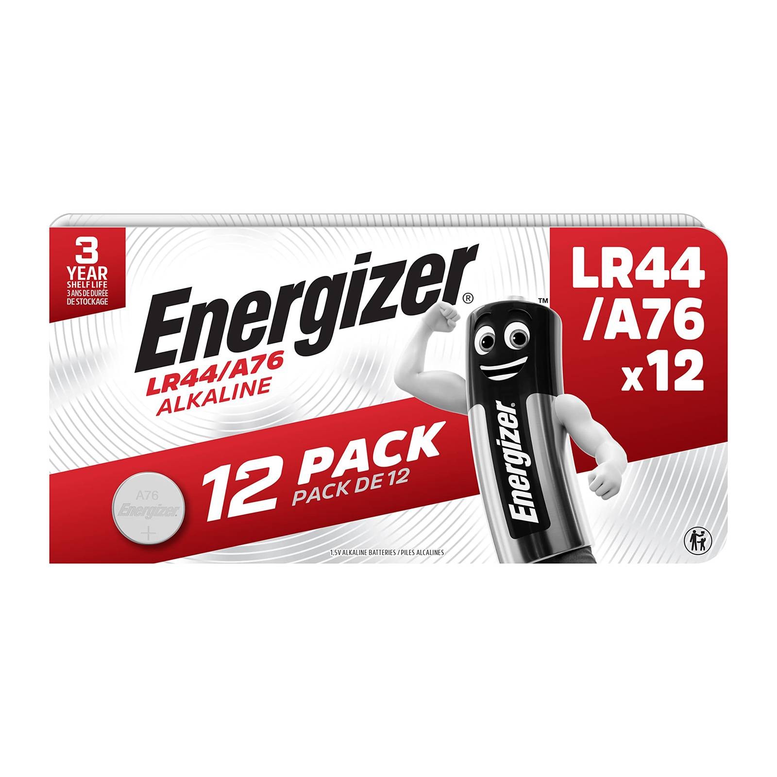 Energizer Alkaline LR44 Coin Cell - 12 Pack (E303693200)