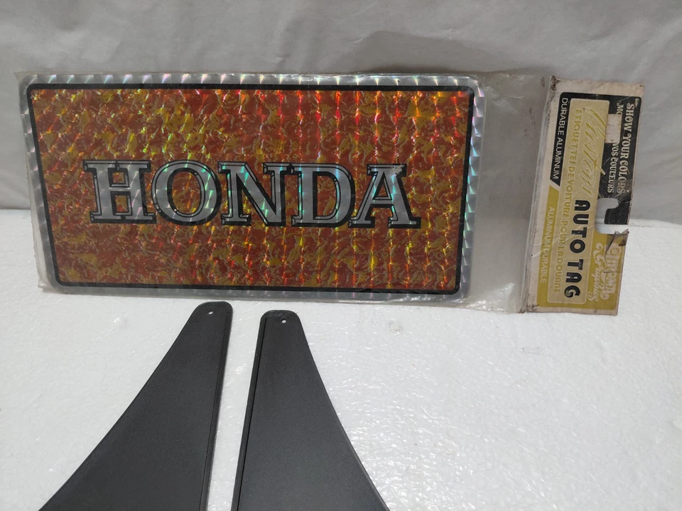 РЕДКАЯ 1980-Х ВИНТАЖНЫЙ НОВЫЙ HONDA БРЫЗГОВИКИ ПАРА И ПРИЗМАТИЧЕСКИЙ НОМЕРНОЙ ЗНАК - Изображение 4 из 4