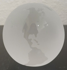 Frosted And Clear Glass Globe Paperweight 2.77"