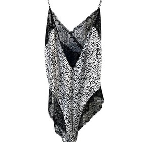 Vintage Fantasies Morgan Taylor Black White Lace Slip Teddy Lingerie NWT 90's