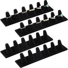 4 Pieces Black Velvet Ring Display Stand 6 Finger Ring Holder Display Stand