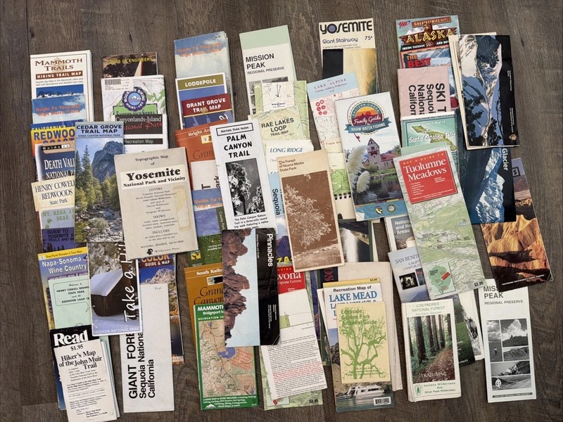 Lot of California Forest Hiking and Travel Guide Maps Brochures