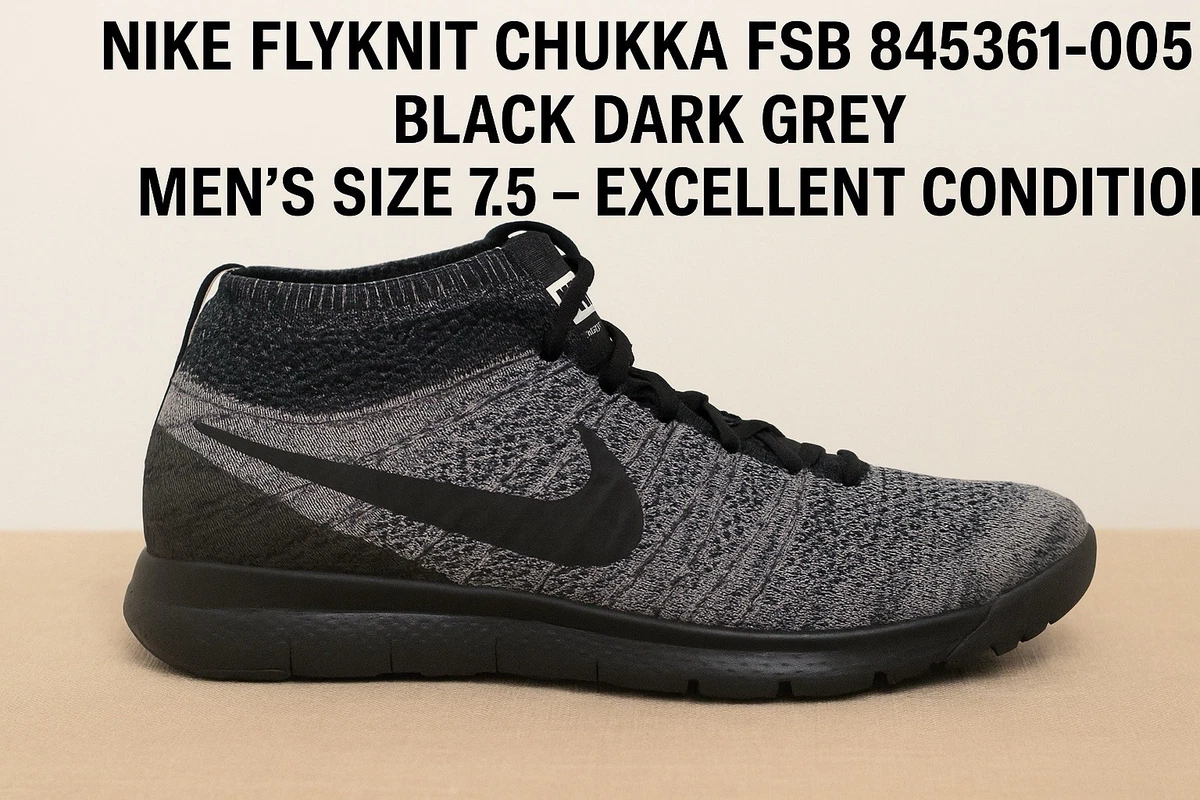 Nike 625009-002 Flyknit Trainer Chukka FSB Charcoal Grey White Men\'s Size 13 Nike Flyknit Trainer Chukka FSB Light Charcoal Men main image 2