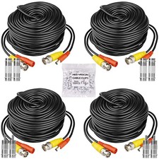 HISVISION 4 Pack 30M/100ft All-in-One BNC Video Power 100ft, 100ft-Black