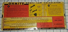 1941 OHM'S LAW CALCULATOR Slide Precision Ruler Ohmite Mfg Co Chicago Vintage