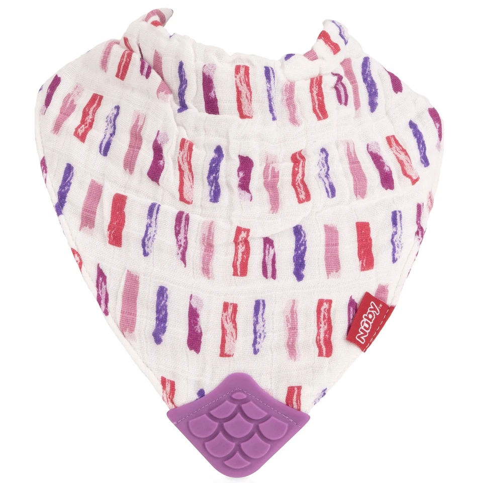 Nuby 双面 100% 天然棉薄纱 3 件磨牙围兜, — 第 4/4 张图片