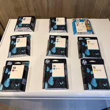 9 x Genuine HP 10 HP 11 Ink Cartridges C4844A C4836A C4837A C4838A Sealed Lot